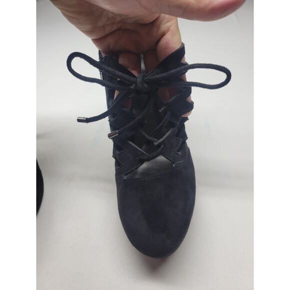Impo Womens Heels Size 8.5M Faux Suede Black Lace Up Side Zipper Closed Toe - Picture 8 of 12